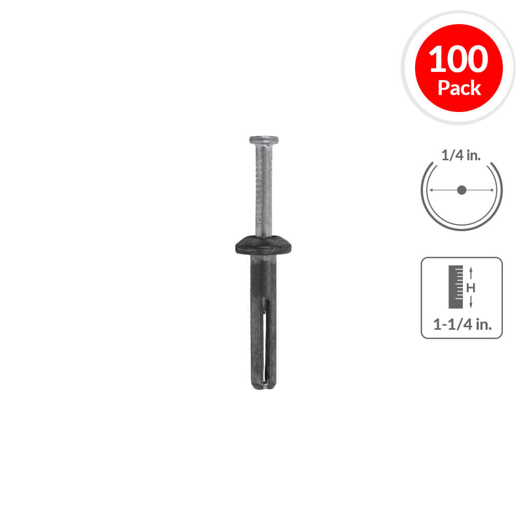 1/4 in. x 1-1/4 in. ZAMAC NAILIN Mushroom Head Carbon Steel Nail Anchor 1/4 in. x 1-1/4 in. ZAMAC NAILIN Mushroom Head Carbon Steel Nail Anchor