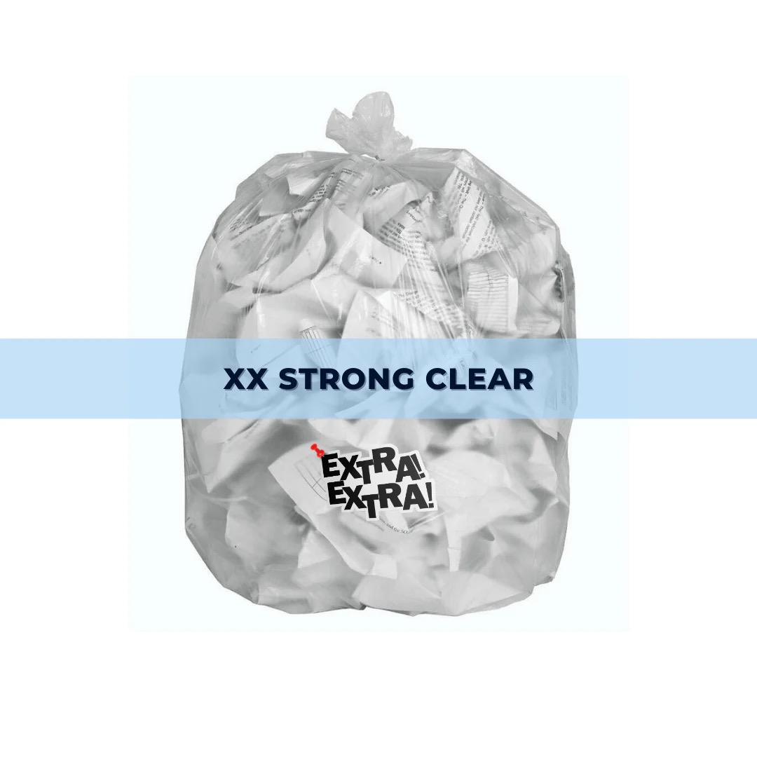 XX STRONG STRENGTH INDUSTRIAL CLEAR GARBAGE / TRASH BAGS. size35/47 XX STRONG STRENGTH INDUSTRIAL CLEAR GARBAGE / TRASH BAGS. size35/47