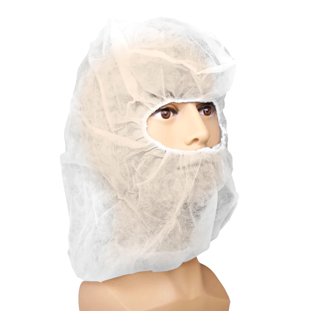 POLYPROPYLENE BALACLAVA HOODS, WHITE, ONE SIZE POLYPROPYLENE BALACLAVA HOODS, WHITE, ONE SIZE